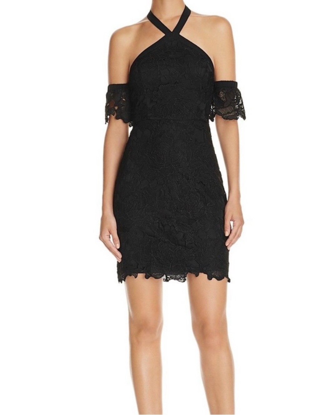 Lush Black Lace Mini Dress S